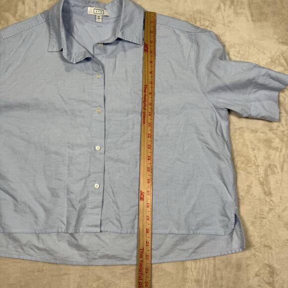 AYR Women's The Book Club Cropped Button Down Top Oxford Blue Womens Size L - Picture 7 of 7